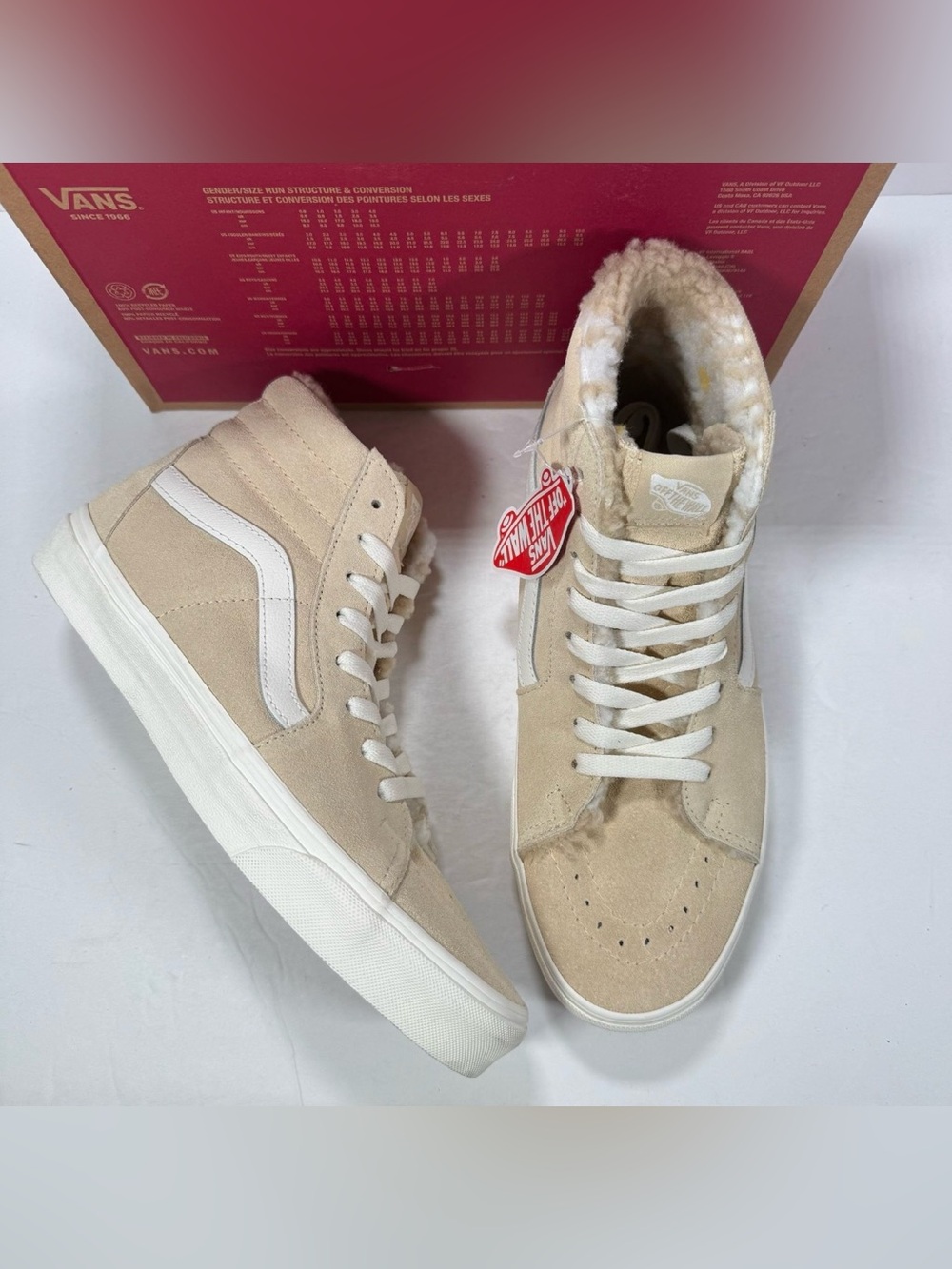 Vans Sk8-Hi Cozy Hug Biscotti Faux Fur Sherpa Sneakers Women 10 Men 8.5